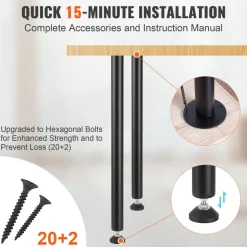 VEVOR 28 Inch Adjustable Desk Legs, Reinforced Steel Office Table Furniture legs Set of 4 for DIY, 1200 lbs Load Capacity Heavy Duty Desk Legs, Quick Instalation Legs with Adjustable Foot Cup Black