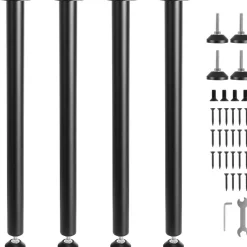 VEVOR 28 Inch Adjustable Desk Legs, Reinforced Steel Office Table Furniture legs Set of 4 for DIY, 1200 lbs Load Capacity Heavy Duty Desk Legs, Quick Instalation Legs with Adjustable Foot Cup Black