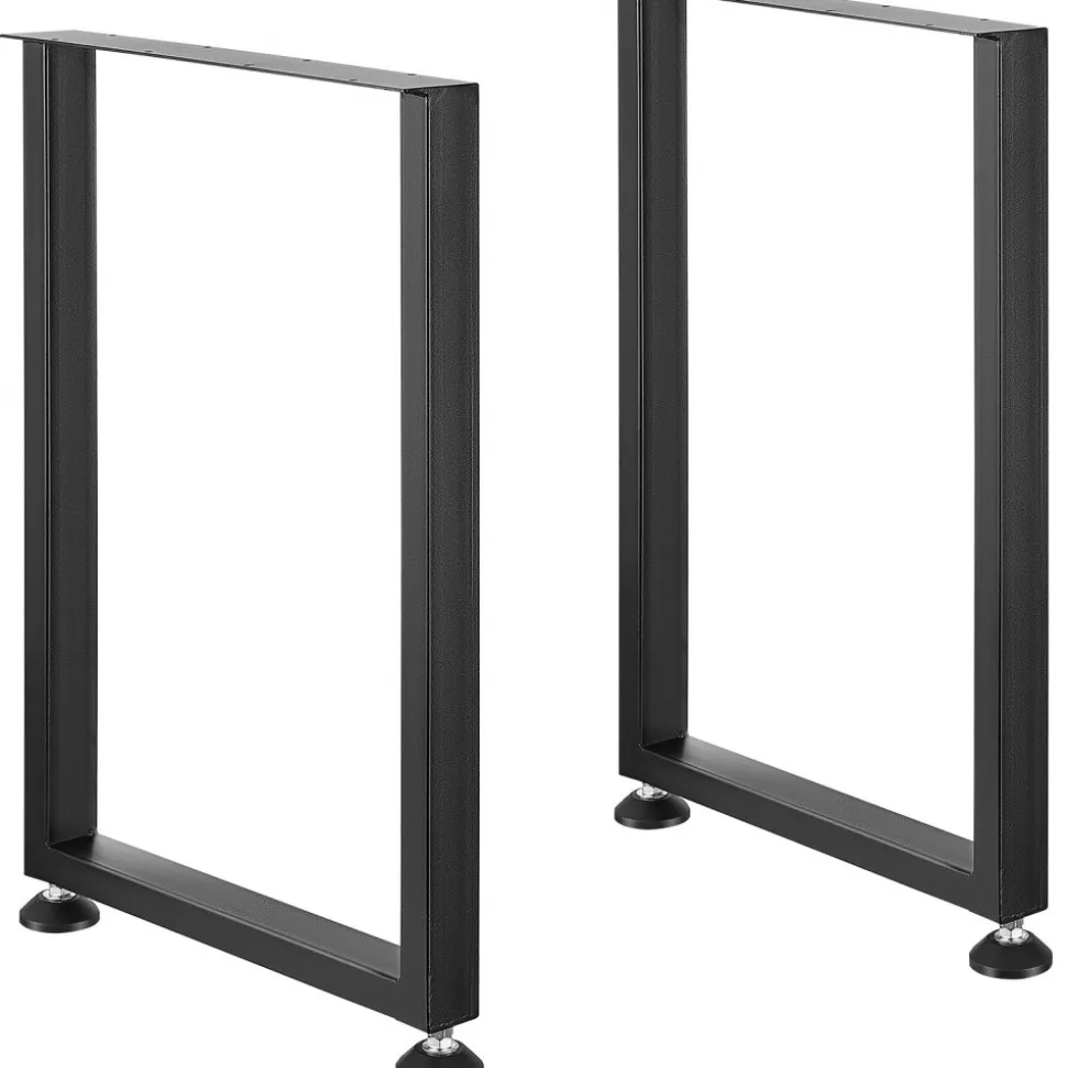 VEVOR 28 Inch Adjustable Furniture Legs, Square Reinforced Steel Office Table legs Set of 2 for DIY, Max Load 1000 lbs Heavy Duty Desk Legs, Quick Instalation & Rich Accessories Legs Black