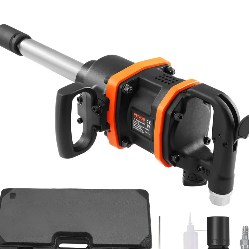 VEVOR 1 Inch Air Impact Wrench, Up to 3160 ft-lbs High Reverse Torque Output 1" Pneumatic Impact Gun w/ 8 Inch Extended Anvil & Carrying Case for Heavy Duty Repairs and Maintenance