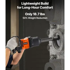 VEVOR 1 Inch Air Impact Wrench, Up to 1800 ft-lbs Nut-Busting Torque, 18.7 lbs Lightweight Pneumatic Impact Gun with 6" Extended Anvil for Heavy Duty Repairs and Maintenance