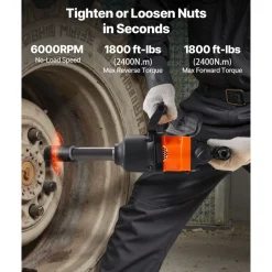 VEVOR 1 Inch Air Impact Wrench, Up to 1800 ft-lbs Nut-Busting Torque, 18.7 lbs Lightweight Pneumatic Impact Gun with 6