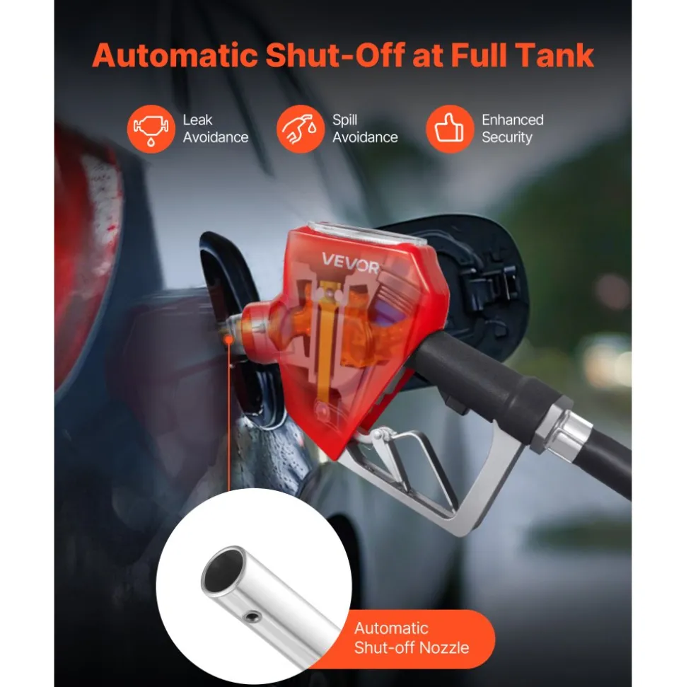 VEVOR 1 Inch Barb Digital Fuel Nozzle with Swivel, Max Flow Rate 12.6 GPM, Auto Shut Off Diesel Gas Pump Nozzle with 3/16 in (OD=20 mm) Spout & Digital Display, Used for Gasoline, Diesel, Kerosene Red