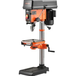 VEVOR 12-Inch Benchtop Drill Press, 6.2 Amp, 1 HP Bench Drill Press, 530 to 3140 RPM Variable Speed, 0-45° Tilting Worktable, with Laser and LED Work Light, Tabletop Drilling Machine, for Wood Metal