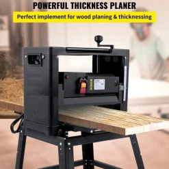 VEVOR 13-Inch Benchtop Thickness Planer, 2000W, 8000 rpm, 15 AMP, with Foldable Iron Stand and Dust Exhaust, 6m/min Planing Speed, Ideal for Woodworking and Wooden Plank Shaping