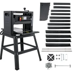 VEVOR 13-Inch Benchtop Thickness Planer, 2000W, 8000 rpm, 15 AMP, with Foldable Iron Stand and Dust Exhaust, 6m/min Planing Speed, Ideal for Woodworking and Wooden Plank Shaping