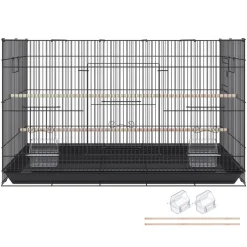 VEVOR 30 inch Bird Cage, Metal Large Parakeet Cages for Cockatiels Small Parrot Budgies Lovebirds Canaries, Pet Bird Cage with Rolling Stand and Tray