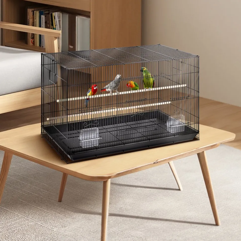 VEVOR 30 inch Bird Cage, Metal Large Parakeet Cages for Cockatiels Small Parrot Budgies Lovebirds Canaries, Pet Bird Cage with Rolling Stand and Tray