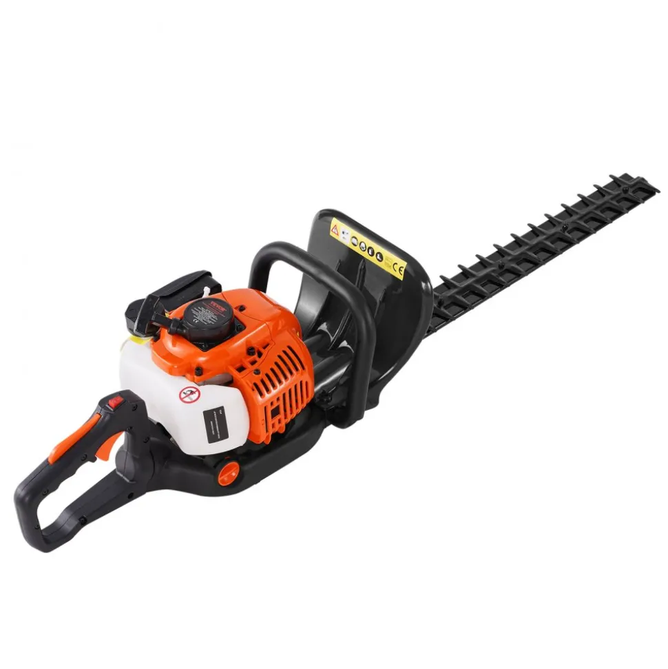 VEVOR 23.2-inch 26CC 2 Cycle Gas Hedge Trimmer, Gas Powered Handheld Hedge Trimmer with Dual Sided Dual Action Blade, 180° Adjustable Trimmer Head, Suitable for Trimming Shrubs, Low Bushes