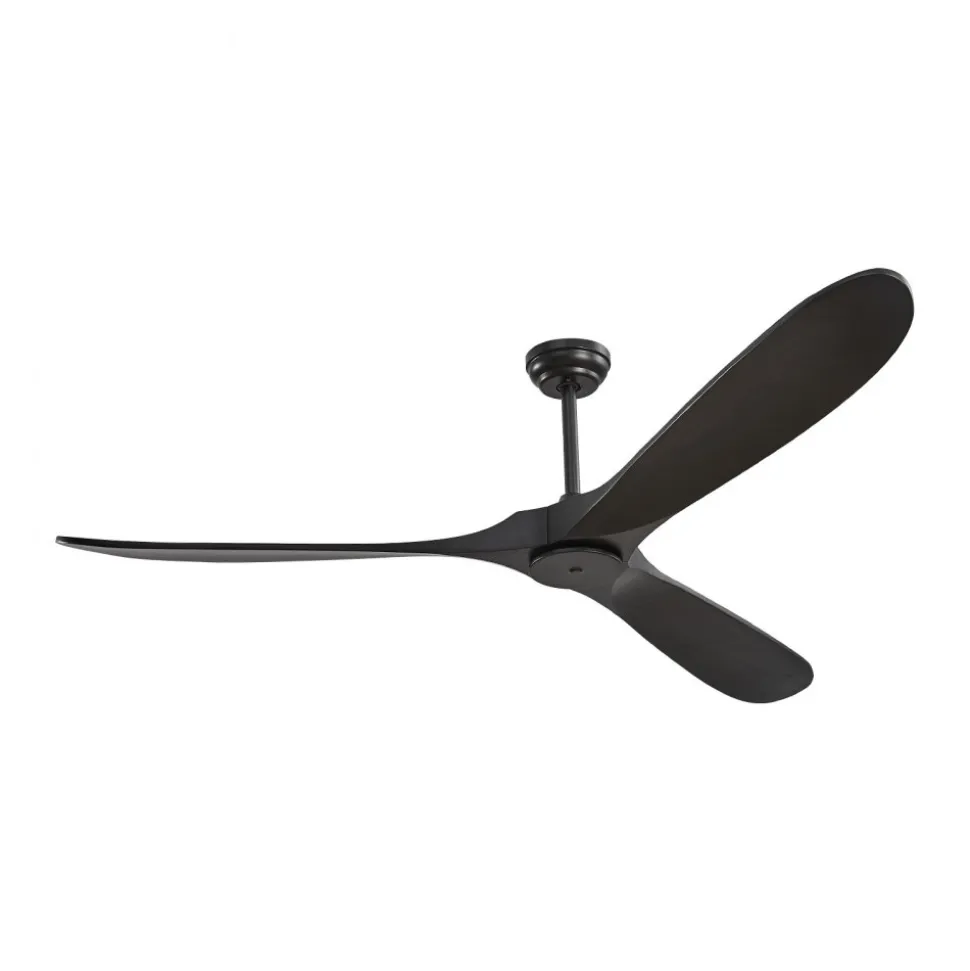 VEVOR 72 Inch Ceiling Fan without Light, 6-Speed Remote Control, 3-Wood-Blade, Reversible DC Motor, Modern Low Profile Flush Mount Exterior Fan for Bedroom, Living Room, Patio, Indoor/Outdoor, Black