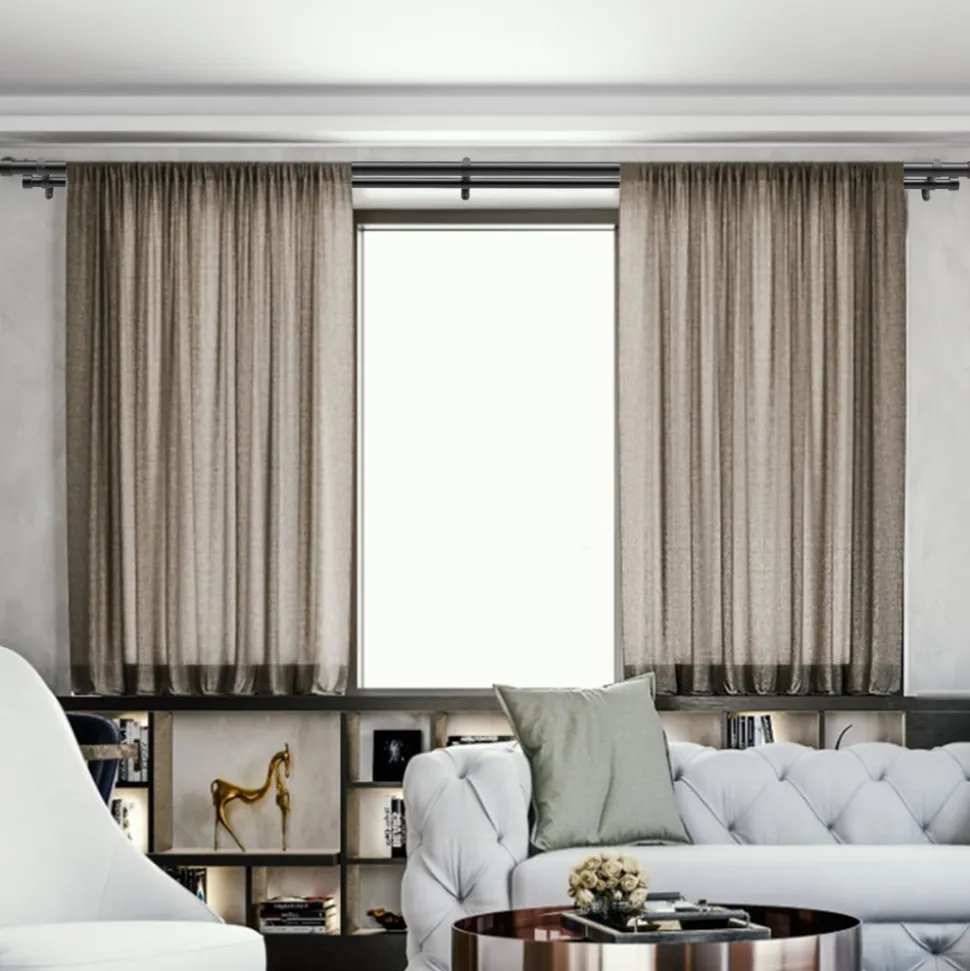 VEVOR 1 Inch Double Curtain Rods 36 to 72 Inches(3-6ft), Drapery Rods for Windows 24 to 68 Inches, Telescoping Dual Curtain Rod with Round Finials, Black