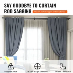 VEVOR 1 Inch Double Curtain Rods 36 to 72 Inches(3-6ft), Drapery Rods for Windows 24 to 68 Inches, Telescoping Dual Curtain Rod with Round Finials, Black
