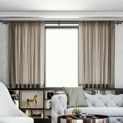 VEVOR 1 Inch Double Curtain Rods 74 to 144 Inches(6-12ft), Drapery Rods for Windows 69 to 140 Inches, Telescoping Dual Curtain Rod with Round Finials, Black