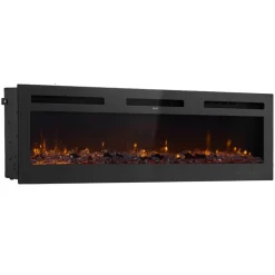 VEVOR 60 inch Electric Fireplace, Three-Sided Glass Wall Mounted Recessed Fire Place with Remote Control, Timer, 1500W, Adjustable Flame Color Brightness,Overheat Protection, for Living Room,Bedroom