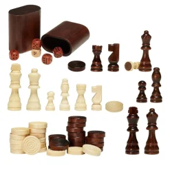VEVOR 3-IN-1 Chess Checkers Backgammon Table Set, 18 Inch Premium Wooden Chess Table, Deluxe Combo Game Table Furniture Set, Chess Set Board Game Gift for Family Board Games