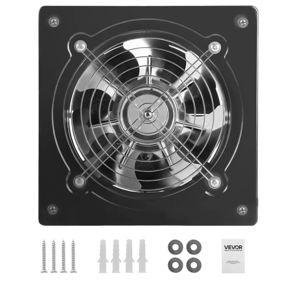 VEVOR 8 Inch Exhaust Fan, 576 CFM High Velocity Wall Mount Vent Fan with On/Off Control, Low Consumption, Portable Ventilation Extractor for Attic,Garage,Basement,Workshop,Kitchen, Chicken Coop,Black