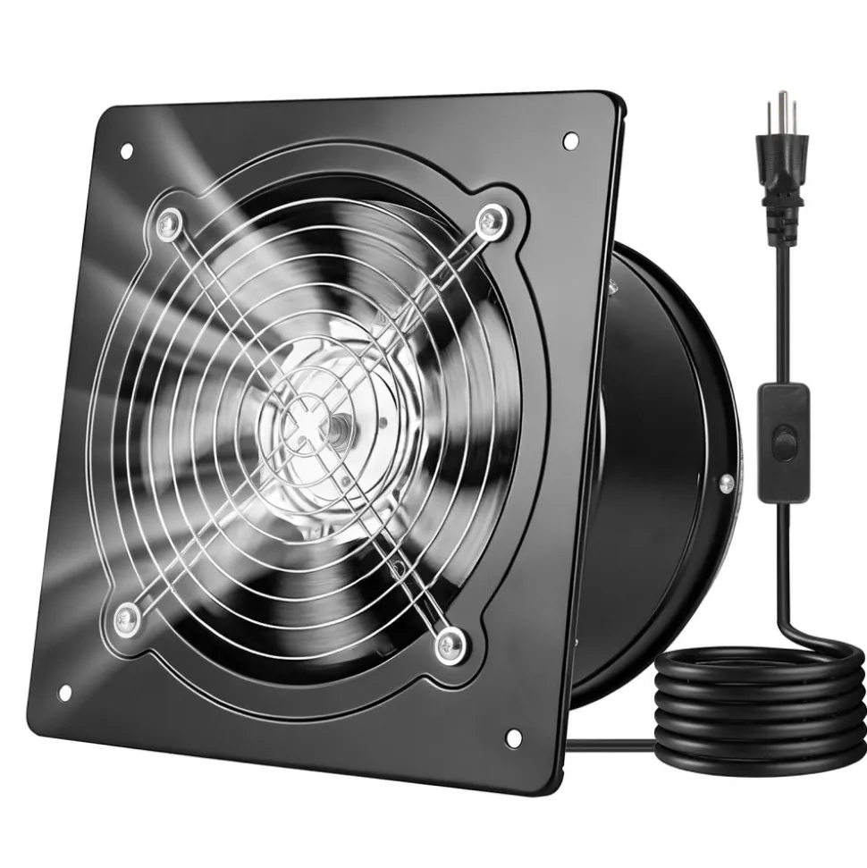VEVOR 8 Inch Exhaust Fan, 576 CFM High Velocity Wall Mount Vent Fan with On/Off Control, Low Consumption, Portable Ventilation Extractor for Attic,Garage,Basement,Workshop,Kitchen, Chicken Coop,Black