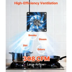 VEVOR 6 Inch Exhaust Fan, 308 CFM High Velocity Wall Mount Vent Fan with On/Off Control, Low Consumption, Portable Ventilation Extractor for Attic,Garage,Basement,Workshop,Kitchen, Chicken Coop,Black