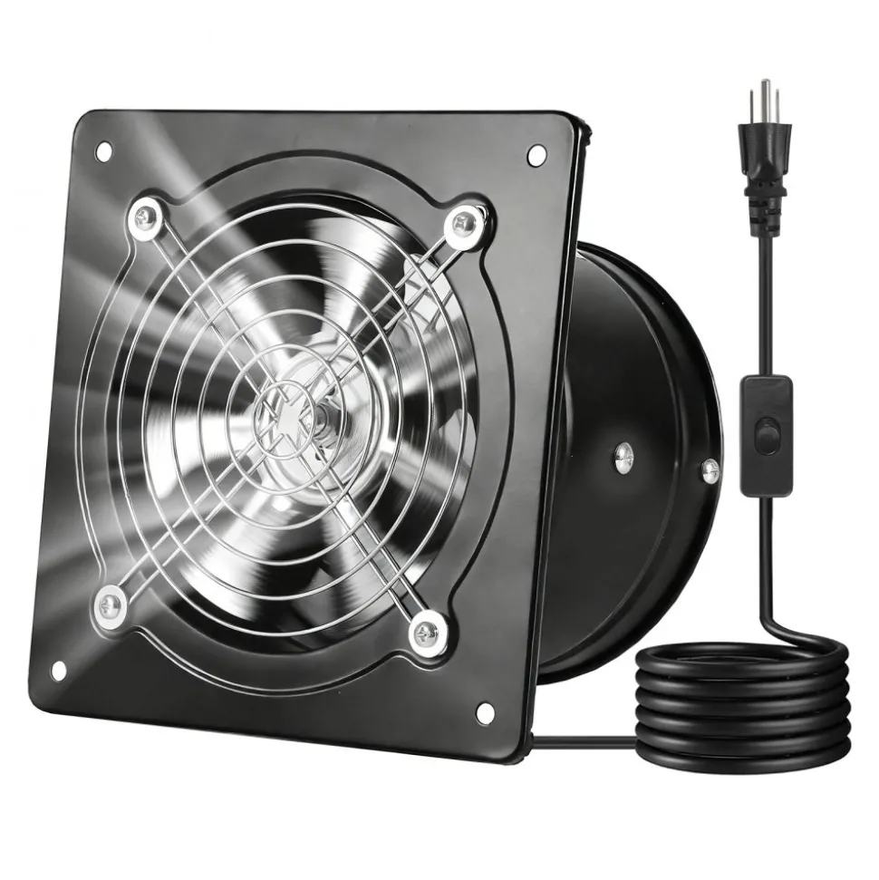 VEVOR 6 Inch Exhaust Fan, 308 CFM High Velocity Wall Mount Vent Fan with On/Off Control, Low Consumption, Portable Ventilation Extractor for Attic,Garage,Basement,Workshop,Kitchen, Chicken Coop,Black