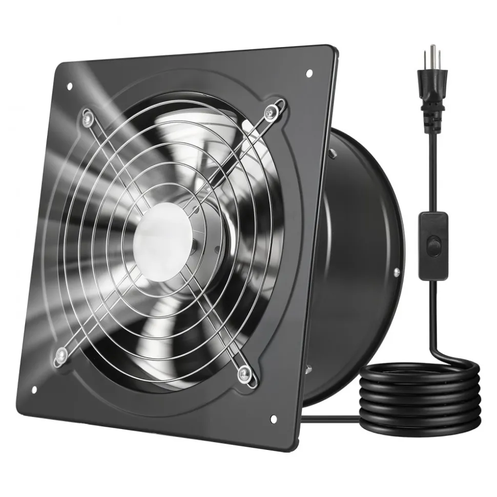 VEVOR 10 Inch Exhaust Fan, 988 CFM High Velocity Wall Mount Vent Fan with On/Off Control, Low Consumption, Portable Ventilation Extractor for Attic,Garage,Basement,Workshop,Kitchen, Chicken Coop,Black