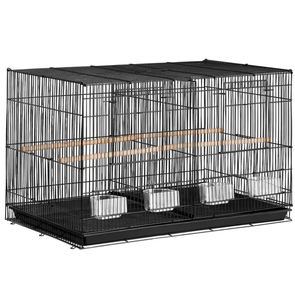 VEVOR 30-inch Flight Bird Cage, Stackable Divided Small Parakeet Cage for Parrots Canaries Cockatiels Lovebirds Finches Budgies Conures Macaws Pet Travel Birdcage with Handle and Perches