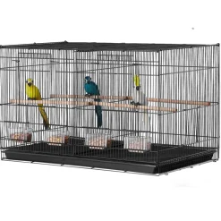 VEVOR 30-inch Flight Bird Cage, Stackable Divided Small Parakeet Cage for Parrots Canaries Cockatiels Lovebirds Finches Budgies Conures Macaws Pet Travel Birdcage with Handle and Perches