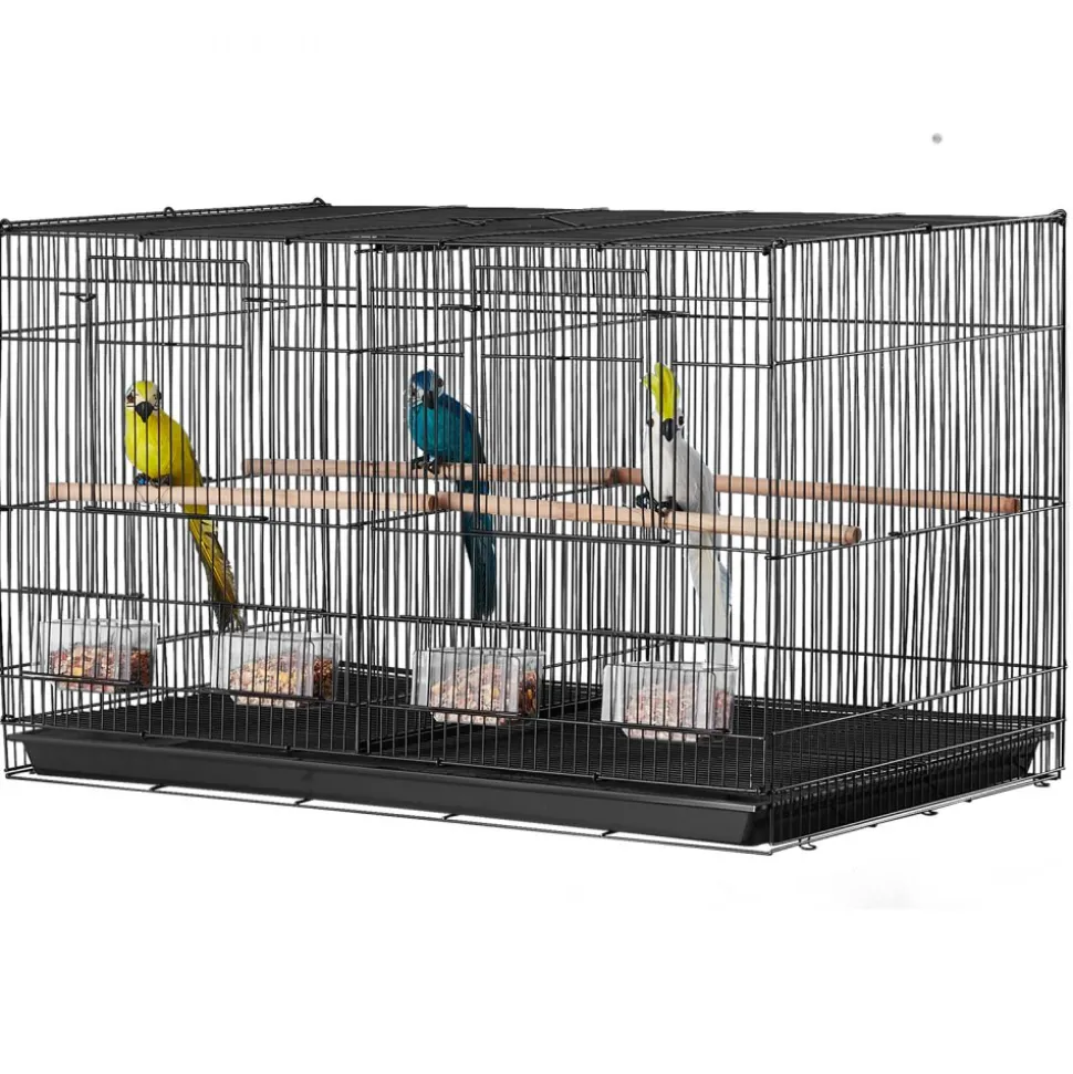 VEVOR 30-inch Flight Bird Cage, Stackable Divided Small Parakeet Cage for Parrots Canaries Cockatiels Lovebirds Finches Budgies Conures Macaws Pet Travel Birdcage with Handle and Perches
