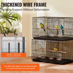 VEVOR 30-inch Flight Bird Cage, Stackable Divided Small Parakeet Cage for Parrots Canaries Cockatiels Lovebirds Finches Budgies Conures Macaws Pet Travel Birdcage with Handle and Perches