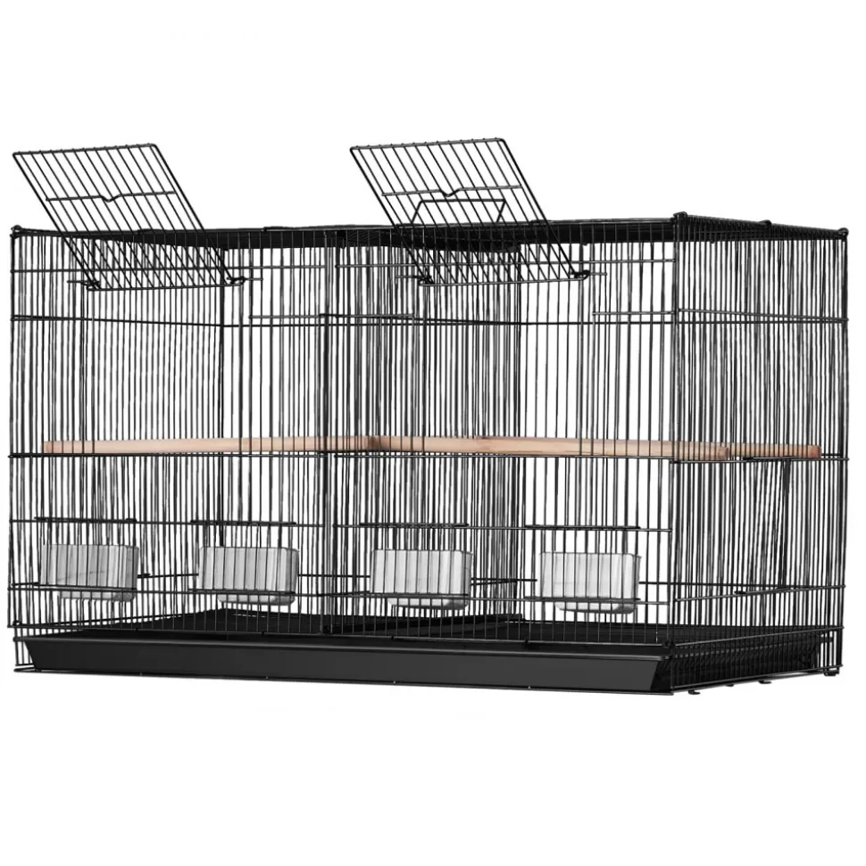 VEVOR 30-inch Flight Bird Cage, Stackable Divided Small Parakeet Cage for Parrots Canaries Cockatiels Lovebirds Finches Budgies Conures Macaws Pet Travel Birdcage with Handle and Perches