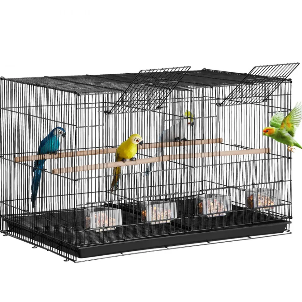 VEVOR 30-inch Flight Bird Cage, Stackable Divided Small Parakeet Cage for Parrots Canaries Cockatiels Lovebirds Finches Budgies Conures Macaws Pet Travel Birdcage with Handle and Perches