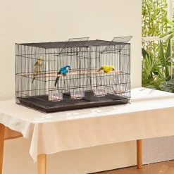 VEVOR 30-inch Flight Bird Cage, Stackable Divided Small Parakeet Cage for Parrots Canaries Cockatiels Lovebirds Finches Budgies Conures Macaws Pet Travel Birdcage with Handle and Perches
