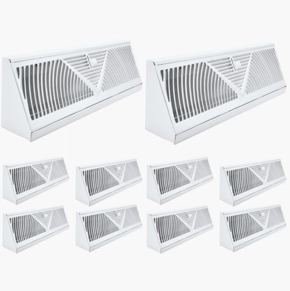 VEVOR 15-Inch Floor Registers, 10-Pack Baseboard Registers, HVAC Heavy-Duty Walkable Iron Floor Vents, Rustproof Anti-Peeling Air Vents Deflector Adjustable with Metal Damper for Home & Office, White