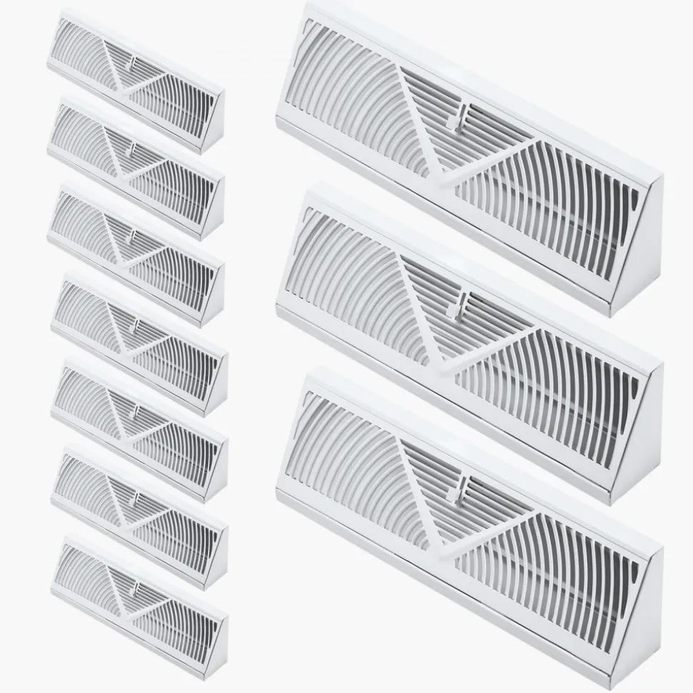 VEVOR 15-Inch Floor Registers, 10-Pack Baseboard Registers, HVAC Heavy-Duty Walkable Iron Floor Vents, Rustproof Anti-Peeling Air Vents Deflector Adjustable with Metal Damper for Home & Office, White