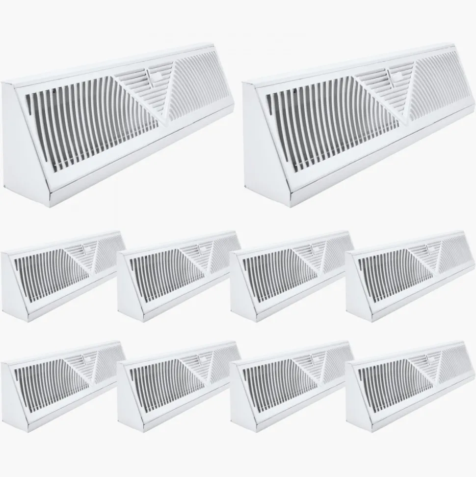 VEVOR 18-Inch Floor Registers, 10-Pack Baseboard Registers, HVAC Heavy-Duty Walkable Iron Floor Vents, Rustproof Anti-Peeling Air Vents Deflector Adjustable with Metal Damper for Home & Office, White
