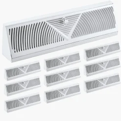 VEVOR 18-Inch Floor Registers, 10-Pack Baseboard Registers, HVAC Heavy-Duty Walkable Iron Floor Vents, Rustproof Anti-Peeling Air Vents Deflector Adjustable with Metal Damper for Home & Office, White
