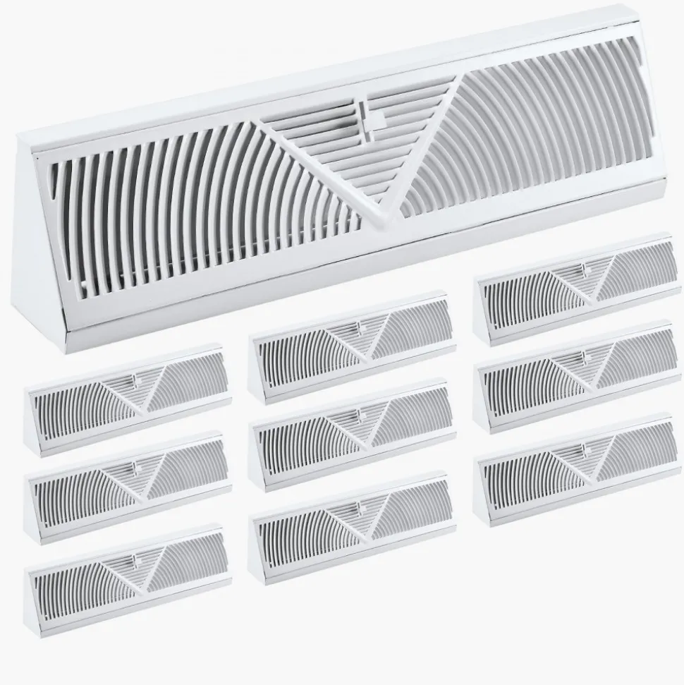 VEVOR 18-Inch Floor Registers, 10-Pack Baseboard Registers, HVAC Heavy-Duty Walkable Iron Floor Vents, Rustproof Anti-Peeling Air Vents Deflector Adjustable with Metal Damper for Home & Office, White