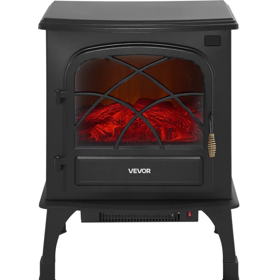 VEVOR 25.5inch Freestanding Fireplaces, 1500W 5120BTU Portable Electric Fireplace Stove Heater, with Overheating Protection,Adjustable Flames,Timer, Remote,for Living Room,Bedroom,Black