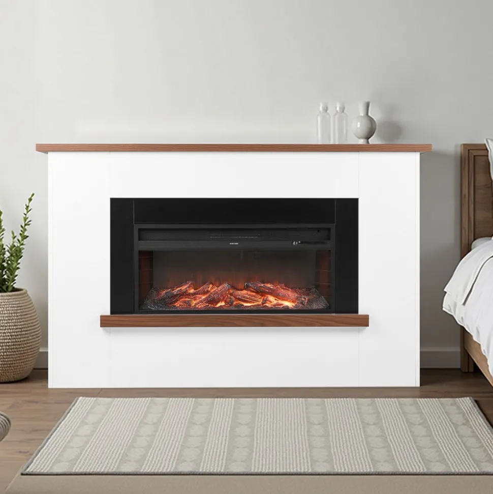 VEVOR 65.5 inch Freestanding Fireplaces, 1500W 5120BTU Fake Electric Fireplace Stove Heater with Mantel, Overheating Protection, Adjustable Flames,Timer, Remote, for Living Room,Bedroom