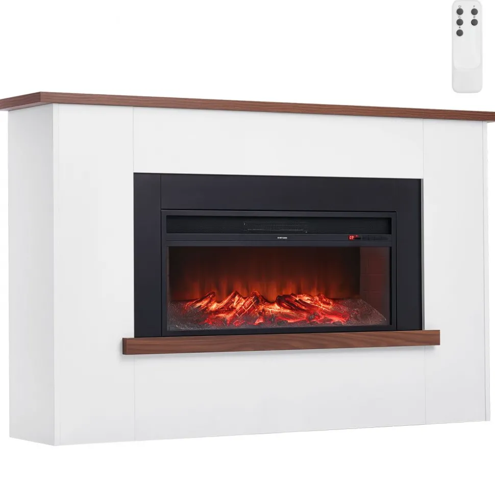 VEVOR 65.5 inch Freestanding Fireplaces, 1500W 5120BTU Fake Electric Fireplace Stove Heater with Mantel, Overheating Protection, Adjustable Flames,Timer, Remote, for Living Room,Bedroom