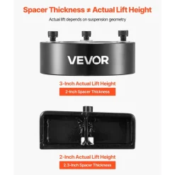 VEVOR 3 Inch Front and 2 Inch Rear Leveling Lift Kit for 2007-2023 Silverado 1500 2WD/4WD, 2007-2023 Sierra 1500 2WD/4WD, Chassis Level Kit with 2 Front Strut Spacers, 2 Rear Lift Blocks, 2 U-Bolts