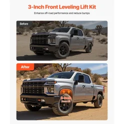VEVOR 3 Inch Front Leveling Lift Kit for 2001-2010 Chevy Silverado/GMC Sierra 2500HD/3500HD 8-Lug, 01-07 Silverado/Sierra 1500HD, Torsion Bar Keys Suspension Level Kit with 2 Shock Extension Brackets