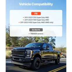 VEVOR 2.5 Inch Front Leveling Lift Kit for 2011-2023 Ford F250 F350 F450 Super Duty 4WD Models, Chassis Level Kit with Track Bar Relocation Bracket, Coil Spring Spacers, Isolators, Shock Extenders