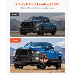 VEVOR 2.5 Inch Front Leveling Lift Kit for 2014-2023 Dodge Ram 2500 4WD, 2013-2023 Ram 3500 4WD, Chassis Level Kit with Coil Spring Spacers & Shock Relocation Brackets, Steel Suspension Leveling Kit
