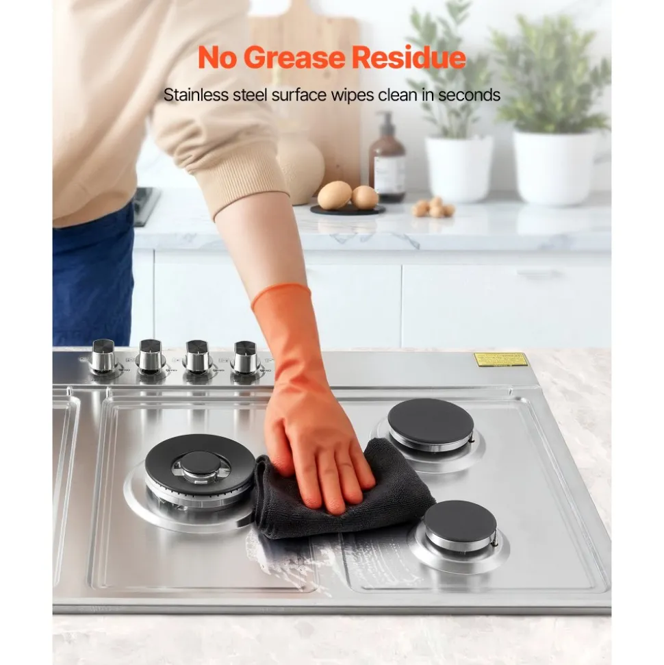 VEVOR 36 inch Gas Cooktop 5 Burners Gas Stove Top, Max 38300BTU Built-in Stainless Steel Stove Top LPG/NG Convertible Dual Fuel Cooktop Stoves with SABAF Dual-Ring Burner for Kitchen Apartment Rvs