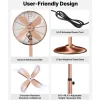 VEVOR 16-Inch High Velocity Pedestal Fan, 1450 CFM Industrial Standing Floor Fan with Handle, 75° Oscillating, 3-Speed Adjustable Height, Metal Made for Commercial, Garage, Workshop, Home, Copper