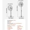 VEVOR 24-Inch High Velocity Pedestal Fan, 6800 CFM Industrial Standing Floor Fan with 85° Oscillating, 3-Speed Adjustable Height, IP44 Waterproof, Carbon Steel for Commercial, Garage, Workshop, Black
