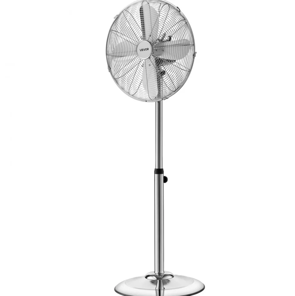 VEVOR 24-Inch High Velocity Pedestal Fan, 6800 CFM Industrial Standing Floor Fan with 85° Oscillating, 3-Speed Adjustable Height, IP44 Waterproof, Carbon Steel for Commercial, Garage, Workshop, Black