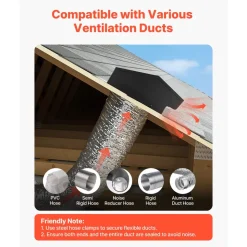 VEVOR 6 inch Hooded Wall Vent Cover, Square AC Vent Gable Cover, Premium SPCC Steel & with Built-in a Protection Screen, for Roofs,Walls,Outside Duct Exhaust Outlets (1 Pack, Black)