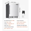 VEVOR 24-Inch Indoor/Outdoor Beverage Refrigerator, 150 QT Freestanding or Undercounter Beverage Fridge, 180 Cans Built-in Beer Fridge with Metal Plate Body for Residential Home Bar Commercial Use
