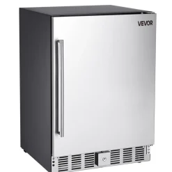VEVOR 24-Inch Indoor/Outdoor Beverage Refrigerator, 150 QT Freestanding or Undercounter Beverage Fridge, 180 Cans Built-in Beer Fridge with Metal Plate Body for Residential Home Bar Commercial Use